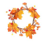 MUSISALY Couronne Décorative de Porte Automne 12 Cm Fausse Couronne Feuilles D’érable et Citrouille Thanksgiving et Halloween Guirlande D’intérieur pour Décoration Saisonnière