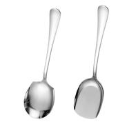 MUSISALY Cuillère de Service Robuste et Solide en Acier Inoxydable Argenté, Grosse Taille sans Huile Set 2 Pièces pour Buffet Cuisine