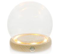 MUSISALY Dôme en Verre Délicat 12 Cm Socle en Bois Lumineux Naturel, Cloche de Décoration Intérieure pour Fleurs Éternelles, Présentoir Original sans Pile, Accessoire Décoratif Élégant