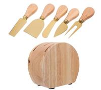 MUSISALY Ensemble Couteau à Fromage Inox Socle Bois, Fourchette à Beurre et Spatule Multifonction, Ustensiles la Cuisine Robustes pour Découpe, Service et Dégustation Fromage, Accessoires