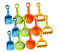 MUSISALY Ensemble de 12 Pièces Jouets de Sable pour Garçon et Filles, Pelles de Plage Petites en Plastique, Râteau, Tamis et Sablier, Couleurs Vives Aléatoires, Légers et Couleur Aléatoire