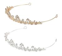 MUSISALY Ensemble de 2 Couronnes de Mariée en Strass Blanc Accessoires Coiffure Mariage Argenté et Doré Diadèmes Vintage pour Femmes Bandeaux Élégants pour Cérémonie et Fête