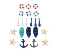 MUSISALY Ensemble de 21 Pièces Décoration Miniature Plage en Résine Ferme, Figurines et Modèle de Bateau Créatif pour Maison de Poupée, Accessoires Décoratifs D’été pour Décor de Mini