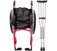 MUSISALY Ensemble de Jeu pour Poupée Fauteuil Roulant Miniature Pliable Rose Fuchsia Béquilles Miniatures Réalistes Accessoires Décoratifs pour Maison de Poupée Modèle 6 Pouces