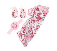 MUSISALY Ensemble Vêtements Poupée Reborn 0-2 Ans pour Poupée 18-23 Pouces Tenue 3 Pièces Rose avec Chaussures Bébé et Bandeau Accessoires pour Habillage -né Présent Jouet Bébé