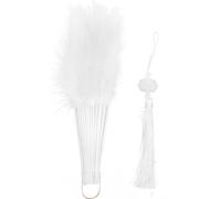 MUSISALY Éventail Pliant en Dentelle Blanche et Plumage Légères, Accessoire Portable Vintage pour Mariage et Danse, Éventail à Main Élégant pour Costumes et Fêtes, Ventilateur Décoratif