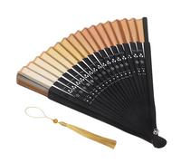 MUSISALY Éventail Pliant Portable en Bois et Tissu Doré, Pliable et Confortable pour Festivals en Plein Air, Décoration Élégante pour Femmes Finition Dorée Luxueuse