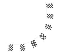 MUSISALY Fanion à Carreaux Noir et Blanc Guirlande de Drapeaux de Course Résistants pour Décoration Anniversaire Voiture Signal de Départ pour Fête Thème Racing