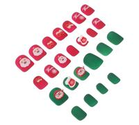 MUSISALY Faux Ongles à Coller Courts Forme Amande Blanc French Manucure Kit 24 Pièces Nail Art de Noël Décoration Ongles Adhésifs pour Femmes Fêtes Hiver