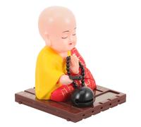 MUSISALY Figurine Solaire à Tête Branlante Petit Moine Statue de Moine à Tête Hochante Décoration de Tableau de Bord de Voiture Sculpture Chinoise Accessoire Auto Décoratif