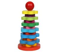 MUSISALY Jeu Éducatif en Bois 14 Couches Tour Arc-en-Ciel Empilable D’Éveil pour Garçon et Filles Blocs de Construction Amusants pour Développement Cognitif et Coordination Œil-Main