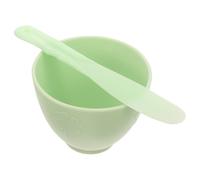 MUSISALY Kit de Bol à Masques Visage en Silicone avec Bâton Mélangeur Vert, Surface Lisse et Portable, pour DIY Masques Purifiants Visage à Domicile