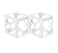 MUSISALY Lot de 2 Boîtes de Mesure de Ballons 11 Trous en Plastique Outil de Calibrage Précis pour Ballons de Fête Cube de Mesure Portable Adapté Anniversaires Mariages et Décorations