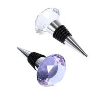 MUSISALY Lot de 2 Bouchons de Vin en Cristal Décoratif avec Alliage et Silicone, Bouchons pour Bouteilles de Vin et Cocktails, Fonctionnement Pratique et Nettoyage Facile Couleur Aléatoire