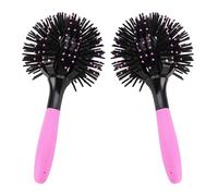 MUSISALY Lot de 2 Brosses à Cheveux Rondes 3D Picots de Massage Brosses Coiffantes pour Cheveux Épais et Bouclés Démêlantes et Résistantes à la Chaleur pour Brushing et Coiffage