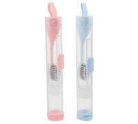 MUSISALY Lot de 2 Brosses à Dents de Voyage Pliables avec Poils Souples, Mini Brosse à Dents Portable Bleu Clair et Rose, Ensemble Compact avec Porte-dentifrice Intégré pour Randonnée,