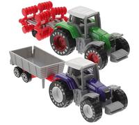 MUSISALY Lot de 2 Camions Jouets Agricoles en Plastique, Modèles de Tracteurs Miniatures Verts et Bleus, Jouets Cognitifs pour Garçon et Filles, Véhicules D’ingénierie pour Tout-Petits,