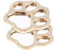 MUSISALY Lot de 2 Décorations pour Coque de Téléphone à Strass de Patte de Chat Mini Miroir de Maquillage Multifonctionnel Doré Accessoire DIY pour Personnalisation et Embellissement