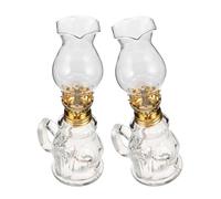 MUSISALY Lot de 2 Lampes à Pétrole Vintage en Verre Transparent Lampes Tempête Décoratives Résistantes au Vent pour Intérieur et Camping Éclairage D’Appoint Rétro pour Fêtes et Mariages