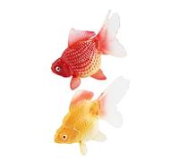 MUSISALY Lot de 2 Modèles de Poissons Rouges Réalistes en Plastique Figurines Animales Simulées Jaune Doré et Rouge Doré Jouets Éducatifs pour Garçon et Filles et Décoration D’Aquarium
