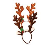 MUSISALY Lot de 2 Serrage-Têtes de Noël Grandes Cornes de Cerf en Tissu Doux Antidérapants Couleur Marron Foncé et Vert Café Accessoires Festifs pour Garçon et Filles et Fêtes de Fin