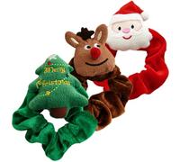 MUSISALY Lot de 3 Élastiques à Cheveux de Noël en Tissu Pelucheux Assortis Accessoires pour Cheveux Festifs Doux et Élastiques pour Femmes et Filles Pendant les Fêtes