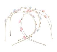 MUSISALY Lot de 3 Serrage-Têtes Fins à Double Rangée de Strass avec Fleurs Accessoires Cheveux Femme en Résine et Métal Bandeaux Scintillants et Bleu pour Mariages Fêtes et