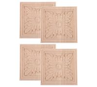 MUSISALY Lot De 4 Appliques Décoratives en Bois Sculpté pour Meubles Et Armoires Non Peintes À Réaliser Soi-Même Appliques Murales en Bois Sculpté Couleur Beige
