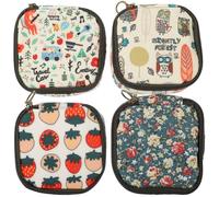 MUSISALY Lot de 4 Petites Pochettes Multifonctions en Coton Enduit Fermeture Éclair, Légères Paquet de Serviettes Hygiéniques et Pièces, pour Shopping ou Usage Intérieur