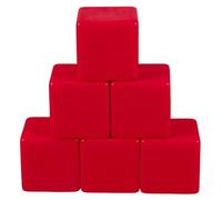 MUSISALY Lot de 6 Dés en Plastique Rouge à Faces Vierges pour Fabrication de Jeux Éducatifs et Atelier Créatif en ubes 33Mm