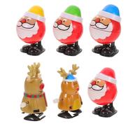 MUSISALY Lot de 6 Jouets à Remonter Mécaniques de Noël en Plastique Résistant Figurines Père Noël et Rennes Compacts pour Fête et Décoration Présents Amusants pour Garçon et Filles et
