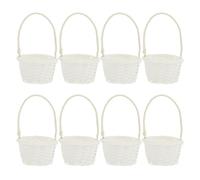 MUSISALY Lot de 8 Paniers à Main Tressés en Rotin Panier de Rangement Multifonction Poignée Couleur Blanche Ronde pour Fruits Légumes et Décoration Maison Artisanal
