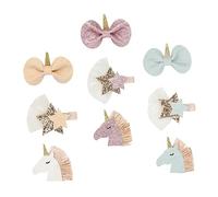 MUSISALY Lot de 9 Pinces à Cheveux Licorne à Paillettes pour Filles Accessoires de Coiffure Colorés Nœuds Fêtes Confortables et Pratiques