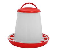 MUSISALY Mangeoire à volailles Automatique capacité 1,5kg en PP avec Couvercle Rouge, pour élevage de Canards et oies en Plein air, réduit Les pertes Alimentaires