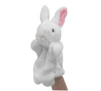 MUSISALY Marionnette à Main Améliore la Communication et Relations Parent-garçon et Filles Lapin Blanc en Peluche Courte Douce Jouet Peluche pour Garçon et Filles Lors de Fêtes