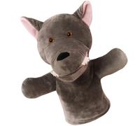 MUSISALY Marionnette à Main Loup en Peluche Grise 30 Cm, D’éveil Éducatif pour Raconter des Histoires, Marionnette Animal de Dessin Animé pour Jeux de Rôle et Activités Interactives