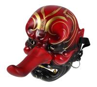MUSISALY Masque Décoratif Japonerie Tengu Traditionnel Intégral en Résine Peinte à la Main, Masque de Démon Oni pour Cosplay et Décoration Murale, Accessoire de Fête Asiatique et Carnaval,