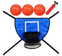 MUSISALY Mini Panier de Basket pour Trampoline D’Intérieur 1 Ballon 1 Pompe Incluse Cadre PVC Bleu Accessoire de Jeu Trampoline pour Garçon et Filles Kit Complet pour Match de