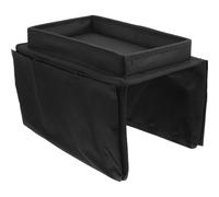 MUSISALY Organisateur D’Accoudoir de Canapé en Tissu Oxford Noir Pochette Suspendue Multifonction 1 Pièce Plateau Porte-Gobelet Support de Télécommande et Rangement Pratique pour Salon