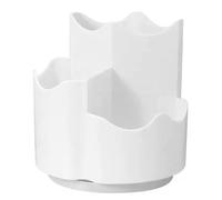 MUSISALY Organiseur de Maquillage Rotatif 2 Pièces Blanc en Pp 3 Compartiments et Grosse Ouverture, Rangement Stylos et Pinceaux pour Maison et Coiffeuse