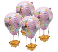 MUSISALY Pack de 4 Ballons en Aluminium 4d Forme Montgolfière Légère et Décorative pour Décoration de Fête D'anniversaire Garçon et Filles Murs et Portes