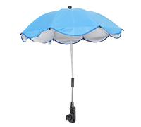 MUSISALY Parasol Pour Poussette Et Chaise De Plage Bébé, Ajustable Angle, Grand Parapluie Bleu Ciel Revêtement Argenté, Protection Solaire Uv, Clip Compatible Poussettes Et Chaises