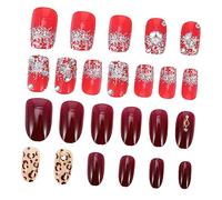 MUSISALY Patchs De Manucure De Noël 48 Pièces Faux Avec Adhésif Couverture Complète Autocollant Nail Art Embouts De Forage Décoration D' Festive
