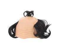 MUSISALY Perruque Chauve Courte Noire pour Homme Calotte Synthétique Confortable Perruque Déguisement Scientifique Accessoire Comique pour Fêtes de Noël et Poisson Avril