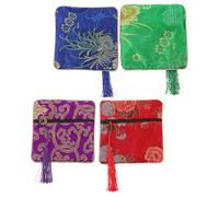 MUSISALY Pochettes Brodées pour Rangement de Médiators et Pièces Lot de 4 en Coton et Polyester Finition Délicate et Style Chic Couleur Aléatoire pour Voyages et Usage