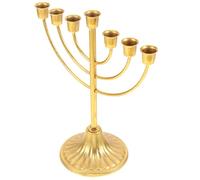 MUSISALY Porte-Bougies en Fer Doré 7 Branches pour Hanoukka Candélabre Vintage Décoratif Bougeoir Métal pour Table Décoration Festive Juive Ornement Élégant Intérieur