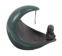 MUSISALY Porte-encens Céramique Semi-Lune avec Statue Moine Zen Support Brûleur Bâtonnets Multifonction pour Relaxation Décoration Maison et Bureau