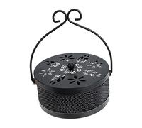 MUSISALY Porte-Parfum en Fer Forgé Ignifuge Couvercle, Support Rond Noir, Boîte à Parfum D’intérieur pour Spirales, Accessoire Portable Décoration Maison