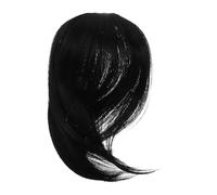 MUSISALY Postiche Synthétique à Lace Front Naturelle Noire avec Frange Rideau 3D Postiche Ondulée de Longueur Moyenne pour Cosplay Soirées et Usage Quotidien Confortable et Résistante