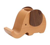 MUSISALY Pot à Crayons en Bois Forme Éléphant Petit Format Organiseur de Stylos Bureau Multifonction avec Support Téléphone Rangement Compact Solide pour Espace de Travail